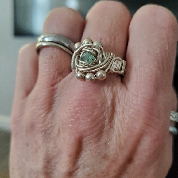 STERLING SILVER Wire Wrapped Aquamarine 10 - Picture 9 of 10